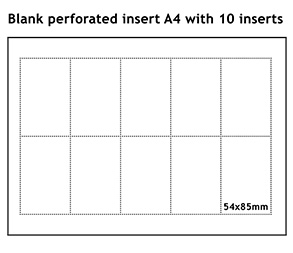 Perforert A4 ark med 10 innstikk til plastlommer